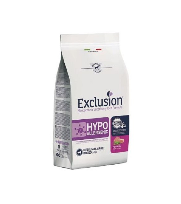 Exclusion Diet Formula Hypoallergenic Medium & Large breed con Maiale e Piselli 12 kg SEC01099 Exclusion Diet Formula Hypoallergenic Medium & Large breed con Maiale e Piselli 12 kg SEC01099