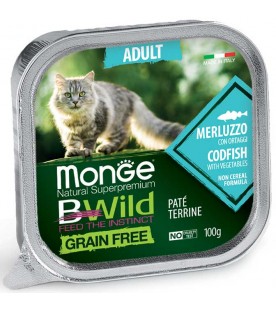 Monge BWild Cat Adult Patè con Merluzzo e Ortaggi 100 g. SEC01288