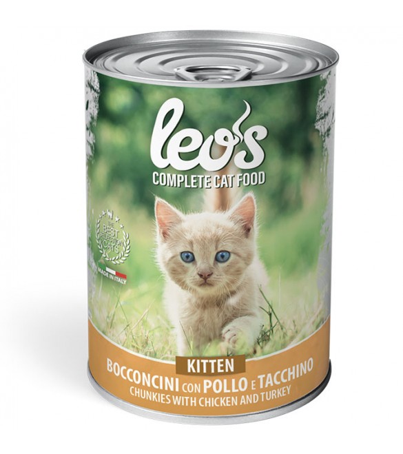 Leo's Gatto Kitten Pollo e Tacchino 415 g. SEC01304 Leo's Gatto Kitten Pollo e Tacchino 415 g. SEC01304