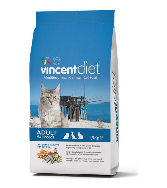 Vincent Diet Cat al Pesce Azzurro 1,5 kg SEC00442 Vincent Diet Cat al Pesce Azzurro 1,5 kg SEC00442