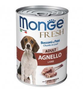 Monge Fresh Dog Bocconi in Paté Agnello 400 g. SEC00953