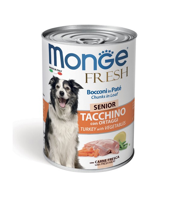 Monge Fresh Dog Bocconi in Paté Tacchino con Ortaggi 400 g. SEC00951