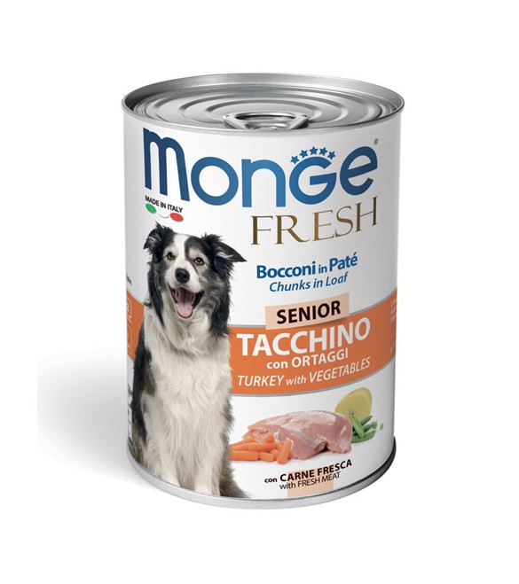 Monge Fresh Dog Bocconi in Paté Tacchino con Ortaggi 400 g. SEC00951 Monge Fresh Dog Bocconi in Paté Tacchino con Ortaggi 400 g. SEC00951