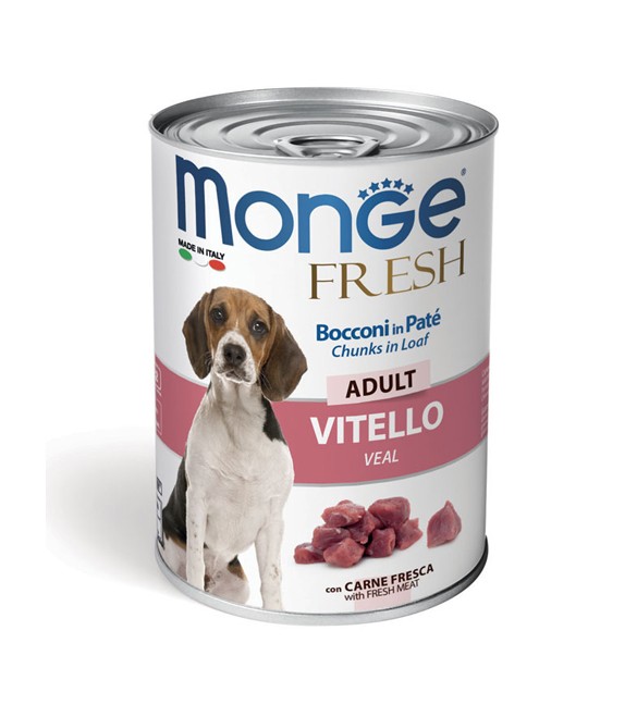 Monge Fresh Dog Bocconi in Paté Vitello 400 g. SEC00948 Monge Fresh Dog Bocconi in Paté Vitello 400 g. SEC00948