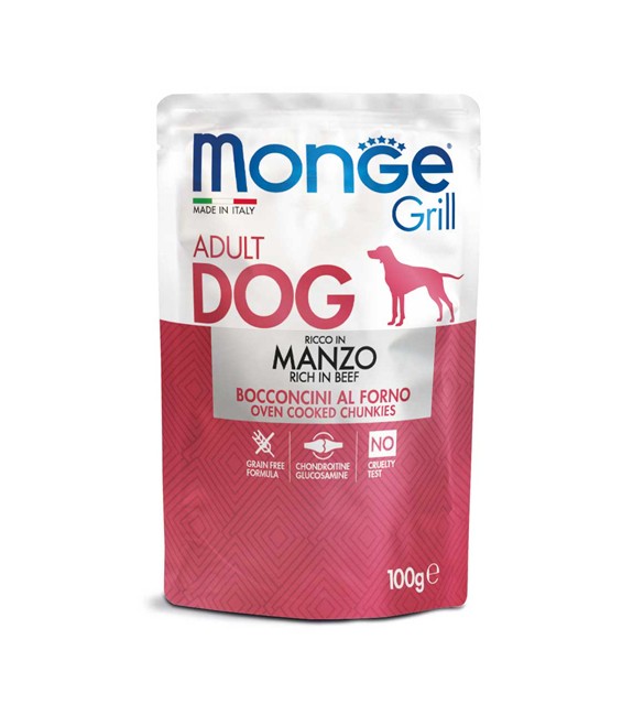 Monge Grill Dog Bocconcini in Jelly Manzo 100 g. SEC00958 Monge Grill Dog Bocconcini in Jelly Manzo 100 g. SEC00958