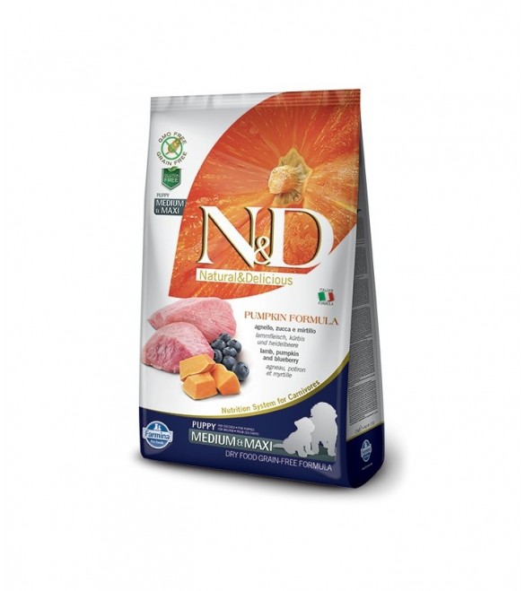 N&D Grain Free Pumpkin Cane Lamb & Blueberry Puppy Medium & Maxi 12 kg SEC00970 N&D Grain Free Pumpkin Cane Lamb & Blueberry Puppy Medium & Maxi 12 kg SEC00970